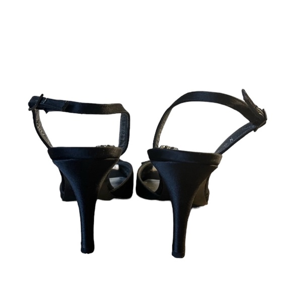 Stuart Weitzman Black Satin Formal Slingback Heels Size 8N (#2082) - Picture 4 of 7